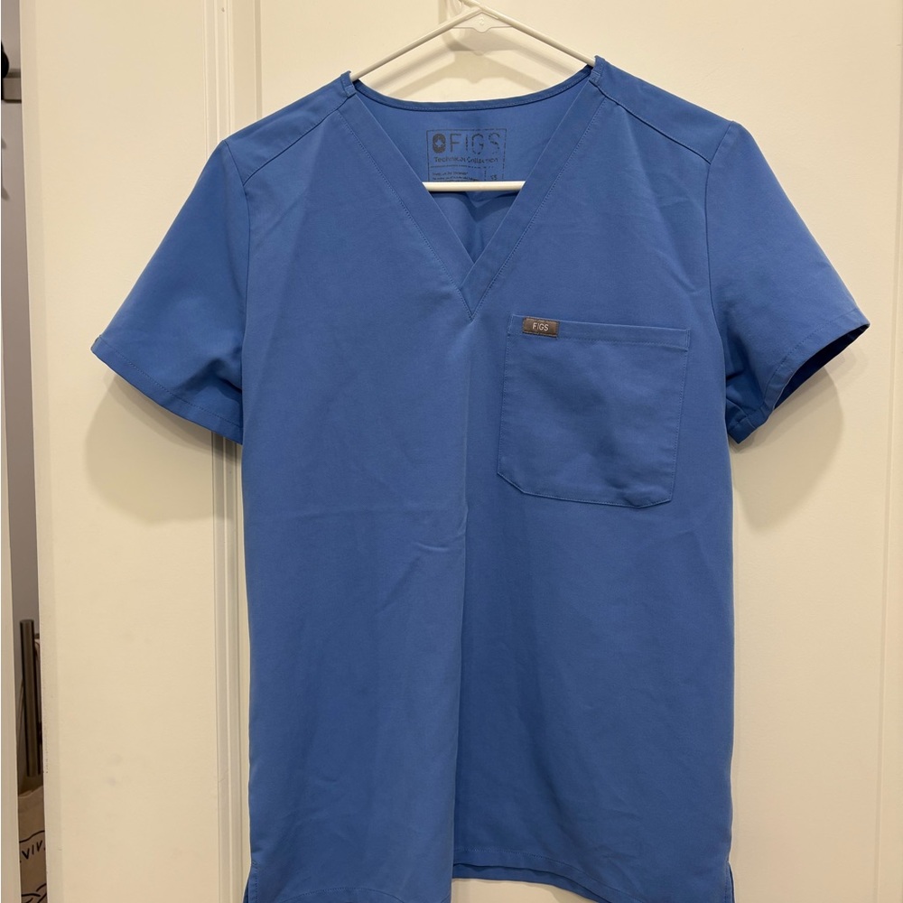 FIGS Catarina Scrub Top - XS Ceil Blue